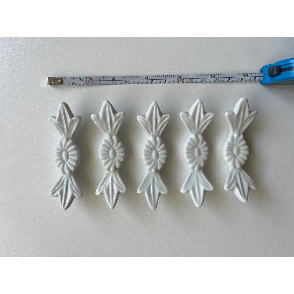 VTG Set of 5 blue glazed ceramic floral chopstick/utensil rests Handmade artisan - Picture 5 of 5